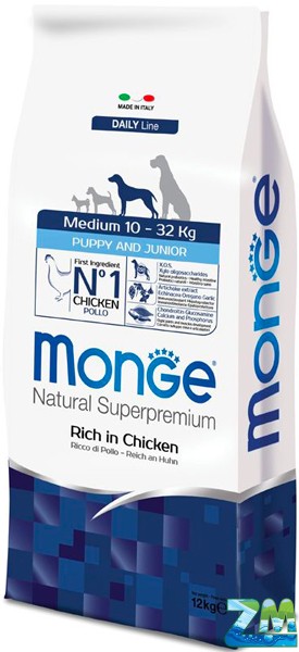 Croccantini per cane Monge medium puppy pollo kg.3